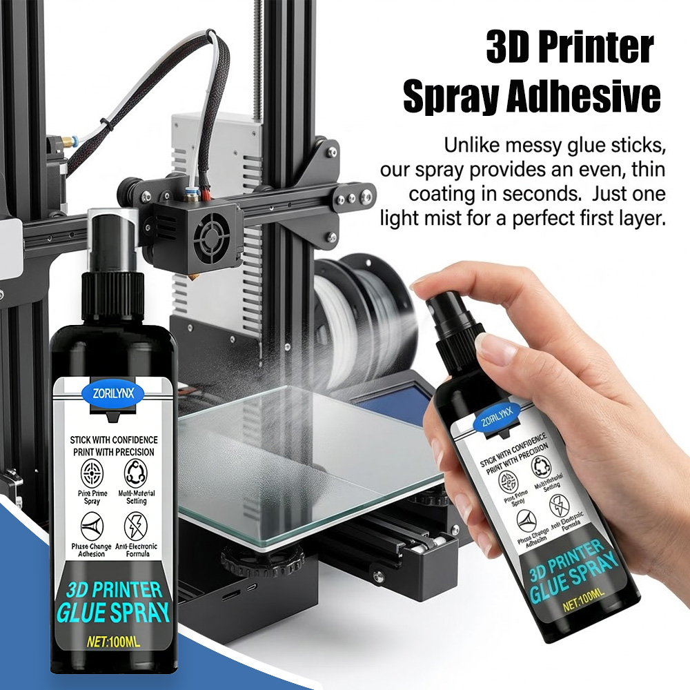 Heat Protectant Spray - 100ml 3Dプリンターグルースプレー、PLA ABS PETG用反り防止接着剤、強力耐熱ベッド接着用品 ZORILYNX