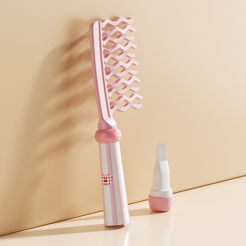 Hair Care Wavy Hair - 二重波型歯のヘアスタイリングコーム、マッサージハンドル付き、静電気防止、サロンスタイリングと家庭用ヘアケア用カーリングコーム