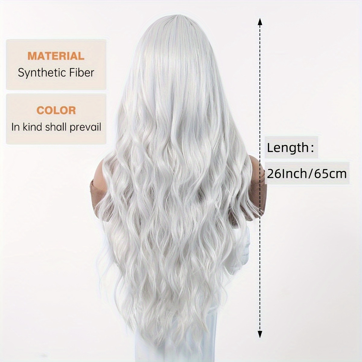 安信ブランド合成繊維ウィッグ：シルバーホワイトの自然な大きな - Hair Care Wavy Hair のレビューと価格