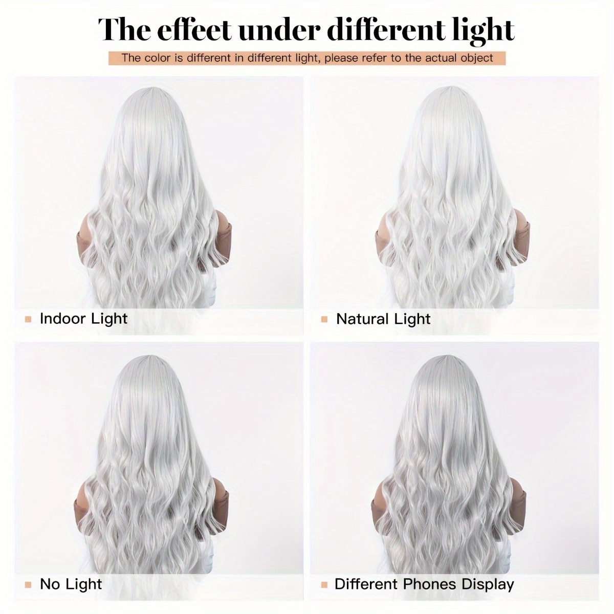 安信ブランド合成繊維ウィッグ：シルバーホワイトの自然な大きな - Hair Care Wavy Hair のレビューと価格