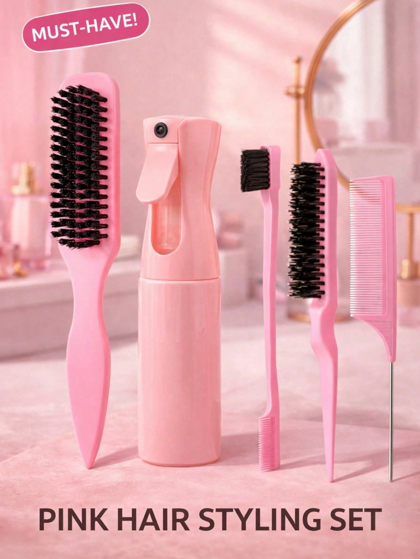 5個入りレオパード柄テールコーム＆ブラシセット、柔らかい毛と - Hair Care Homemade のレビューと価格