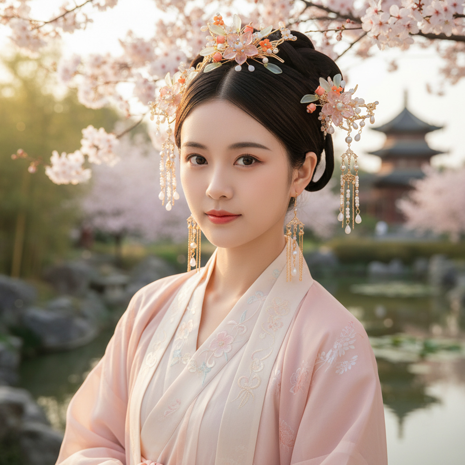 古代漢服ヘアアクセサリーセット中国風ヘアピンビーズタッセル付 - Clip In Hair Piece のレビューと価格