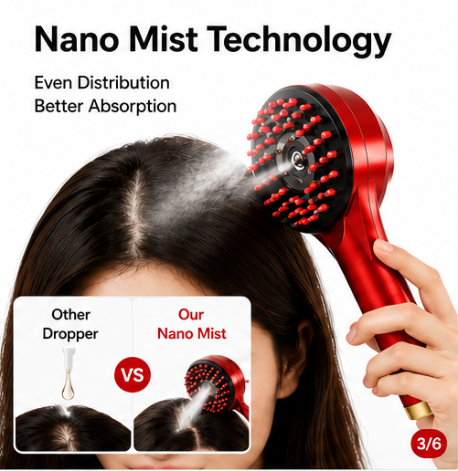 4in1電動頭皮マッサージコーム、ナノミストスプレー、赤青光 - Hair Care Homemade のレビューと価格