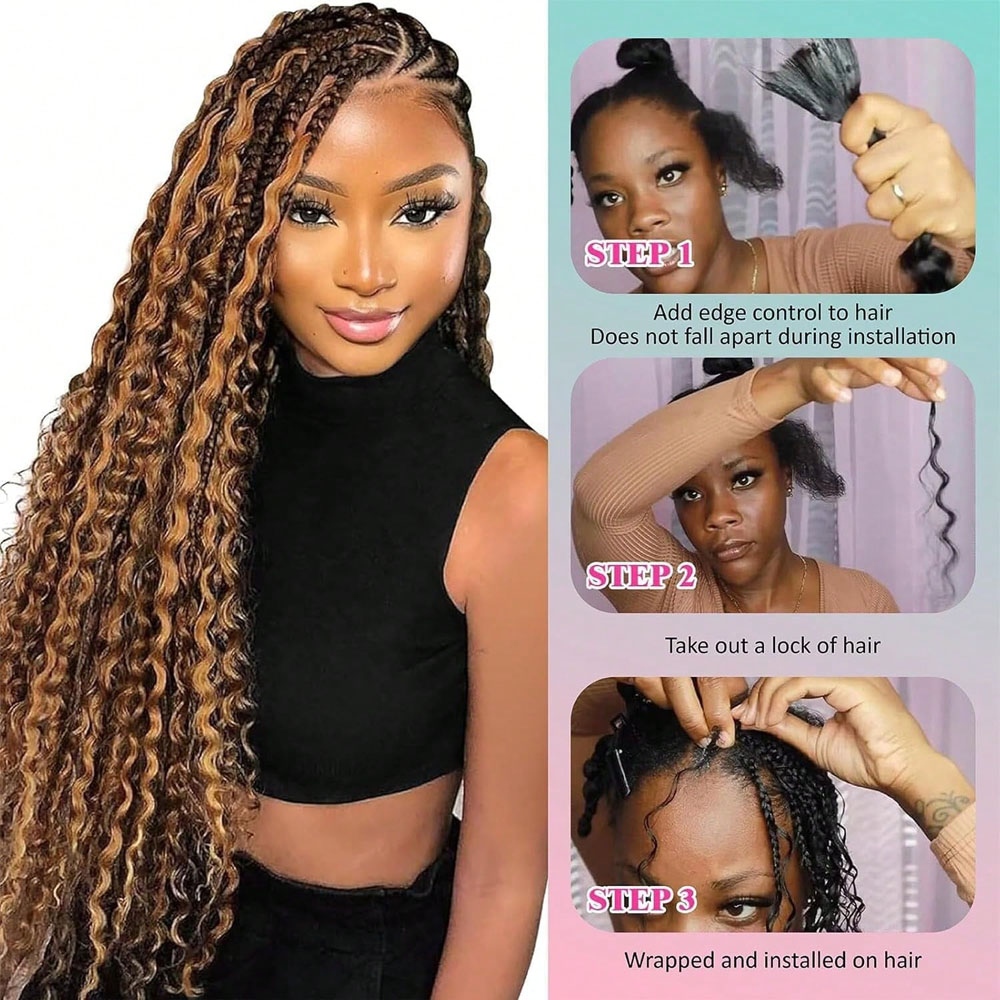 人毛ブレイズヘア 18インチ 2束 人毛ブレイズヘア ウェフ - Hair Care Wavy Hair のレビューと価格