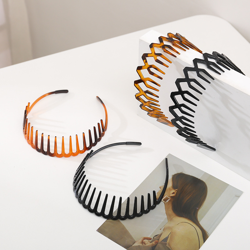女性ガールズプラスチック波状歯ヘッドバンド滑り止めジグザグコ - Hair Care Wavy Hair のレビューと価格