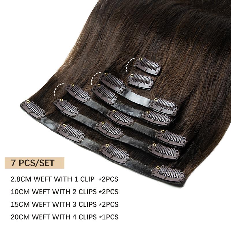 目に見えない厚い PU クリップ人毛エクステンションシームレ - Clip In Hair Piece のレビューと価格